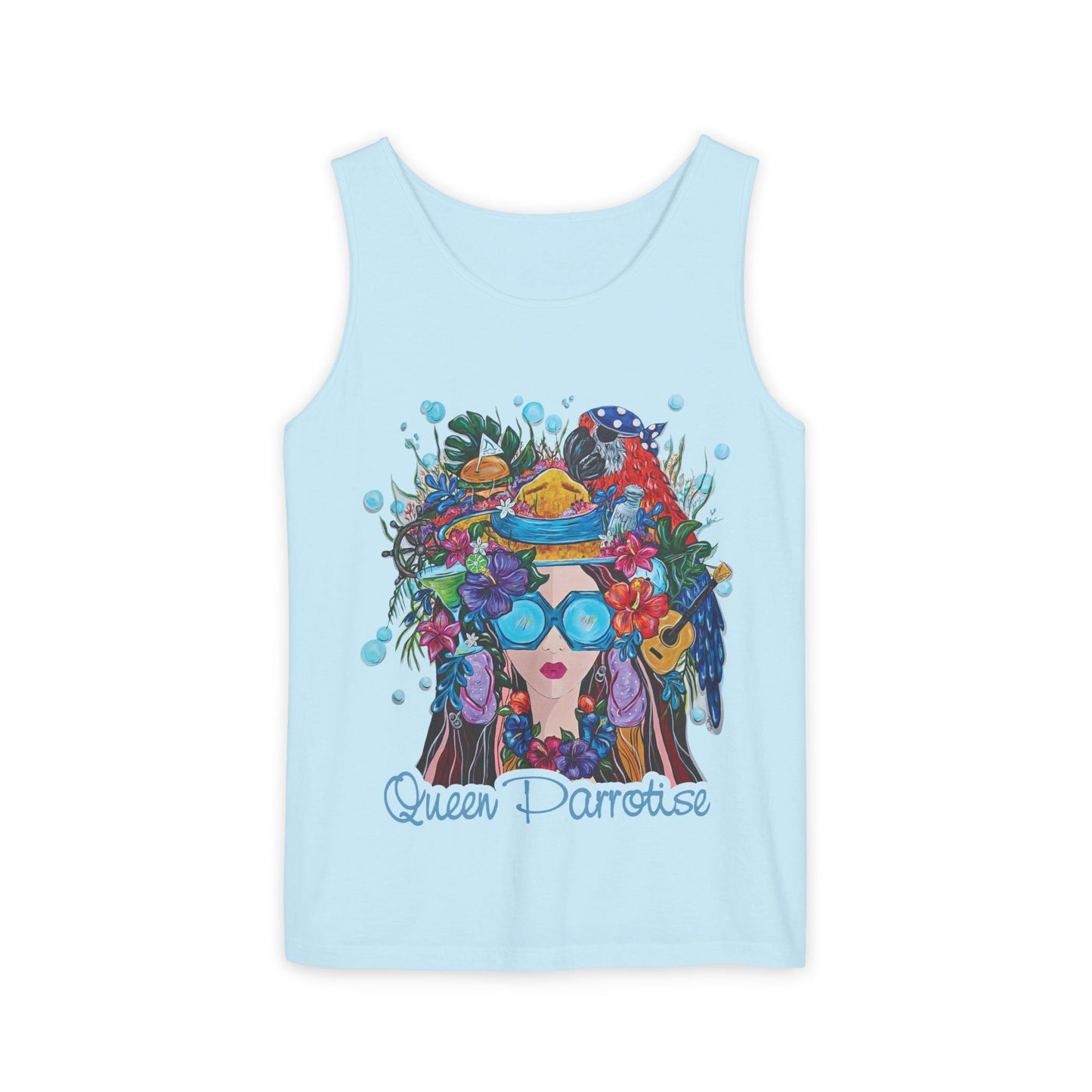 Queen Parrotdise Unisex Garment-Dyed Tank Top