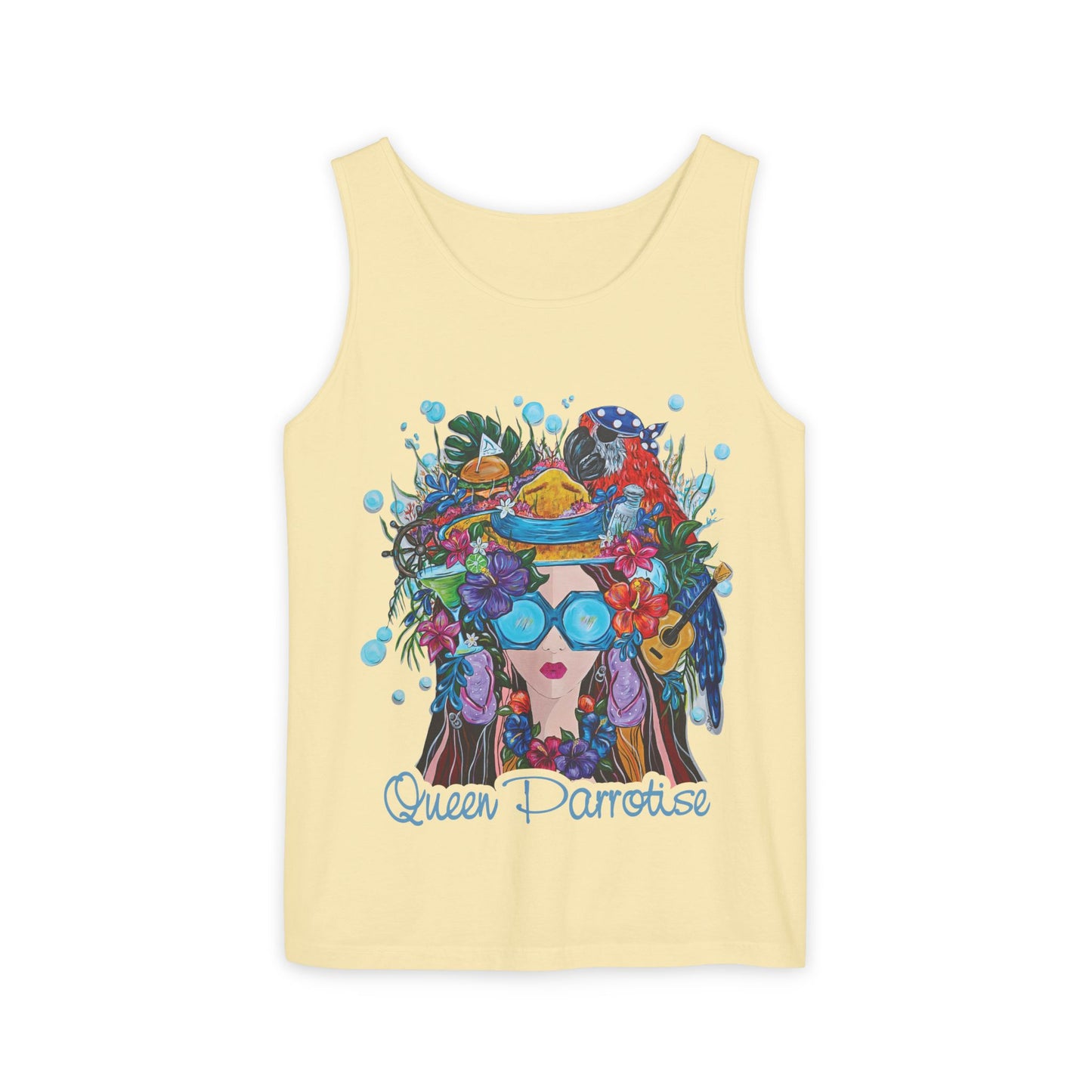 Queen Parrotdise Unisex Garment-Dyed Tank Top