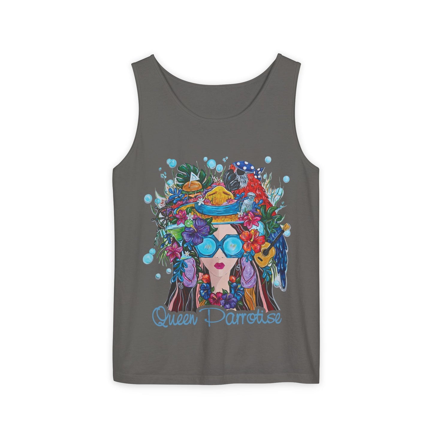 Queen Parrotdise Unisex Garment-Dyed Tank Top
