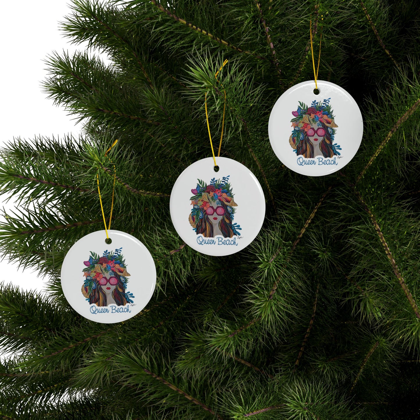 QB Ceramic Ornaments, 2-Side Print, (1pc, 3pcs, 5pcs, 10pcs)