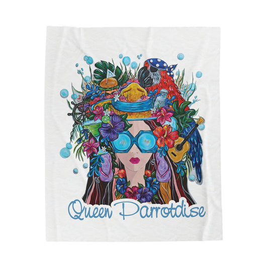 Queen Parrotdise Velveteen Plush Blanket