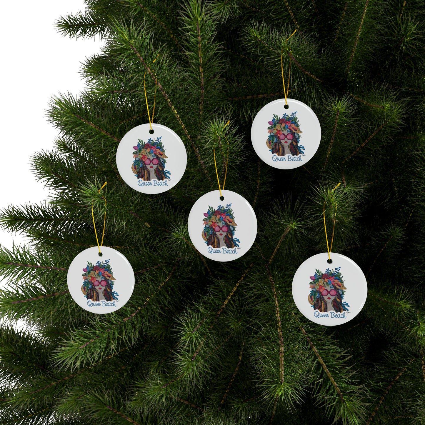 QB Ceramic Ornaments, 2-Side Print, (1pc, 3pcs, 5pcs, 10pcs)