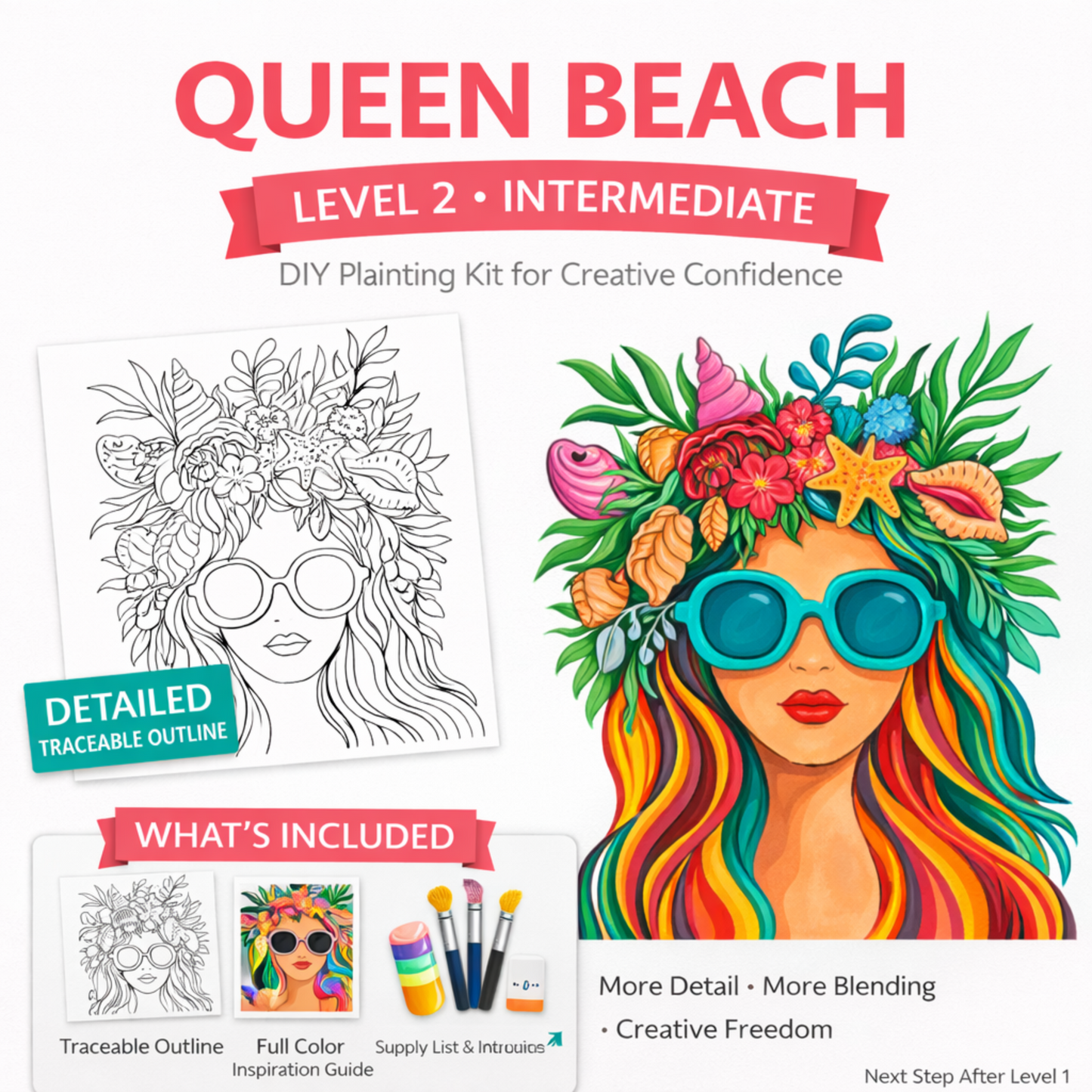 Paint Your Own Queen Beach- Level 2 (Intermediate)