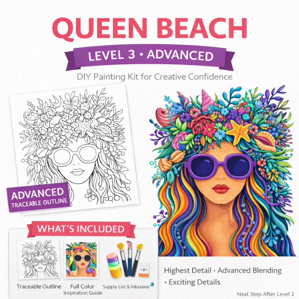 Paint Your Own Queen Beach-Level 3 (Advanced)